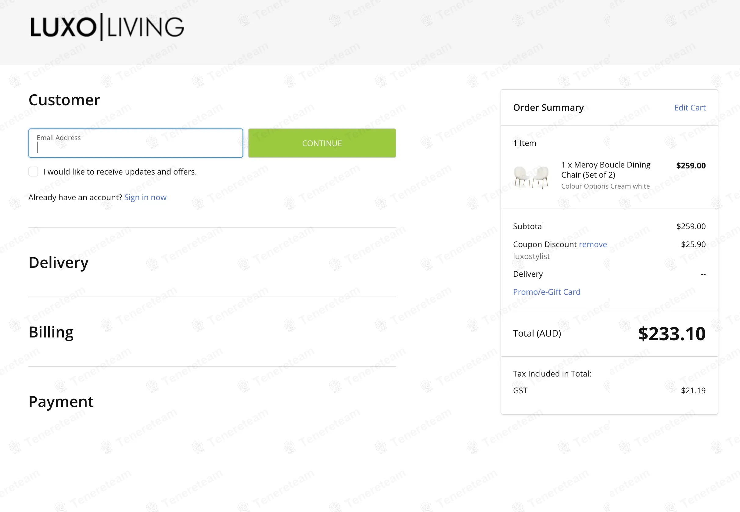 Luxo Living coupon code: 10% off with luxostylist. Tested and valid as 11 months ago.