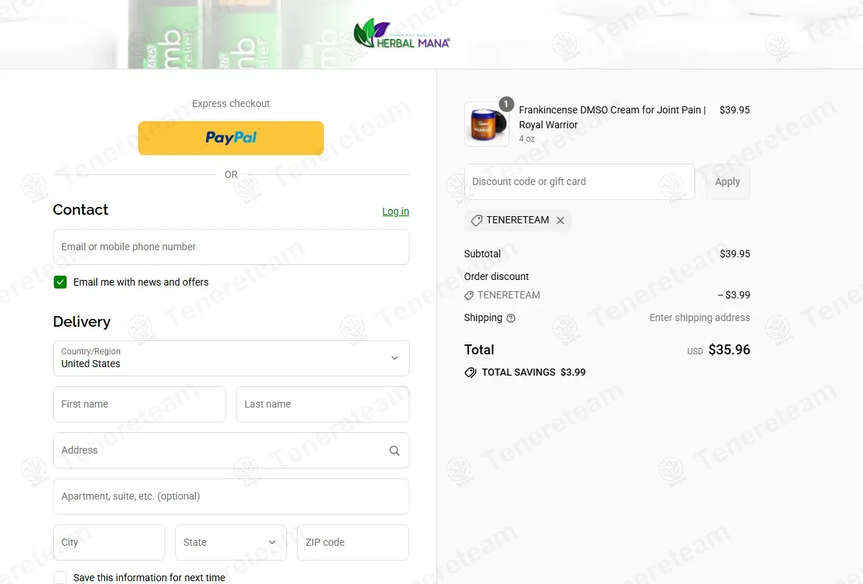 Herbal Mana coupon code verified as working at checkout
