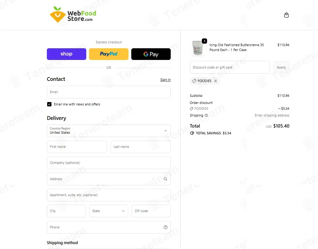 Web Food Store coupon code: 5% off with FOODIE5. Tested and valid as 1 month ago.