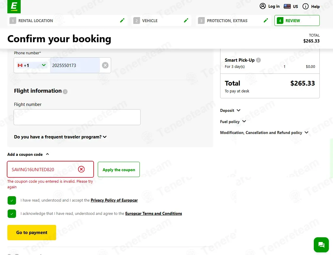 Europcar coupon code: €16 off with SAVING16UNITED820. Tested and valid as 3 months ago.