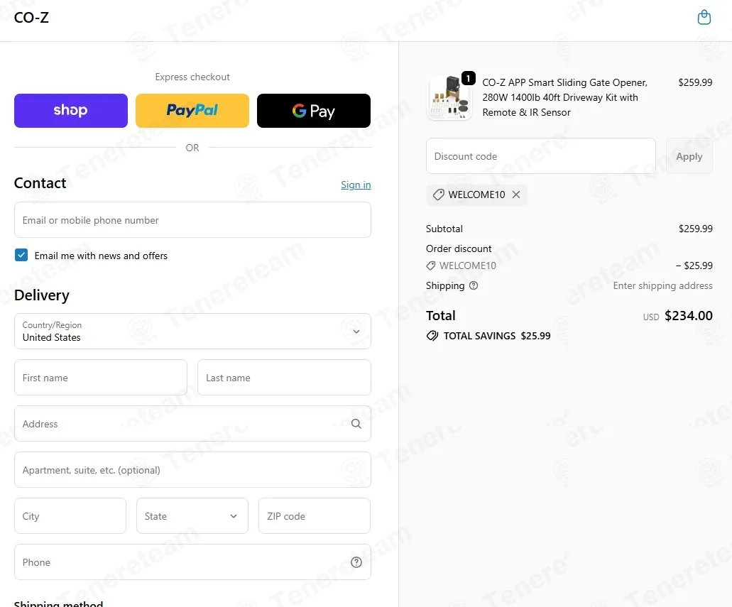 CO-Z coupon code: 10% off with Welcome10. Tested and valid as 1 month ago.