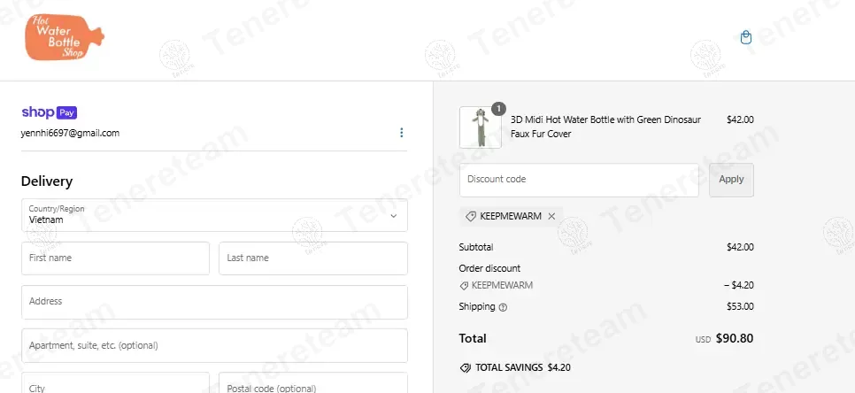 Hot Water Bottle Shop apply coupon code