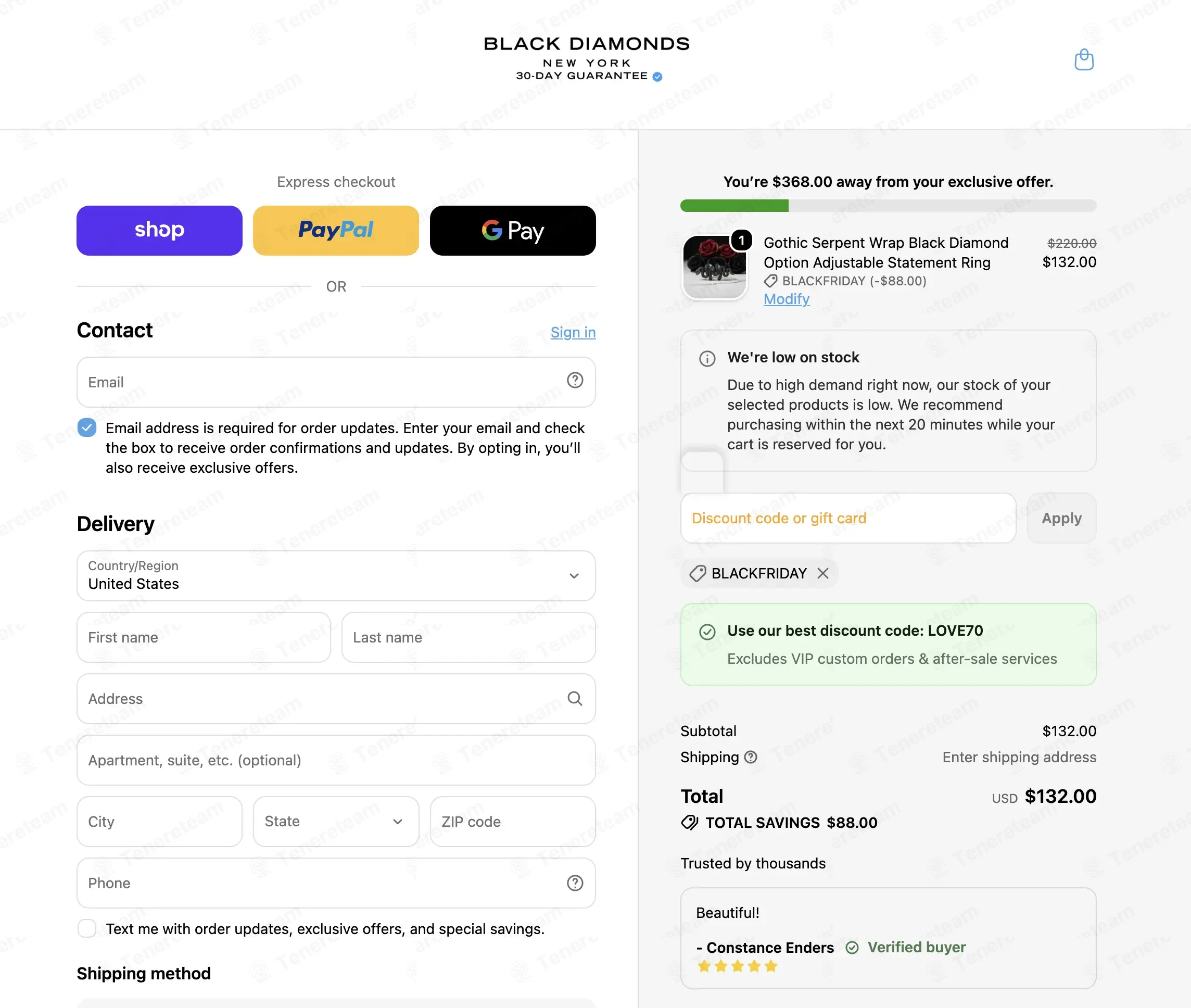 Black Diamonds New York coupon code: 40% off with BLACKFRIDAY. Tested and valid as 1 week ago.