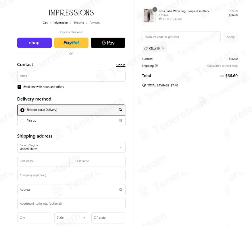 Impressions Online Boutique coupon code: 10% off with KELLY10. Tested and valid as 7 months ago.