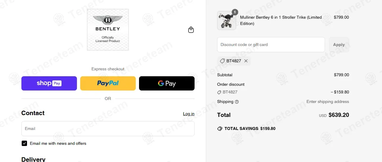 Bentley Trike coupon code: 20% off with BT4827. Tested and valid as 1 year ago.