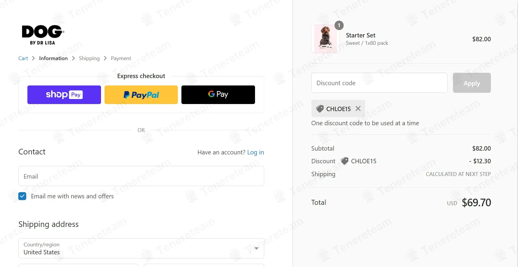 DOG by Dr Lisa US coupon code: 15% off with CHLOE15. Tested and valid as 1 year ago.