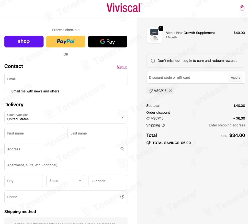 Viviscal coupon code: 15% off with VSCP15. Tested and valid as 27 minutes ago.