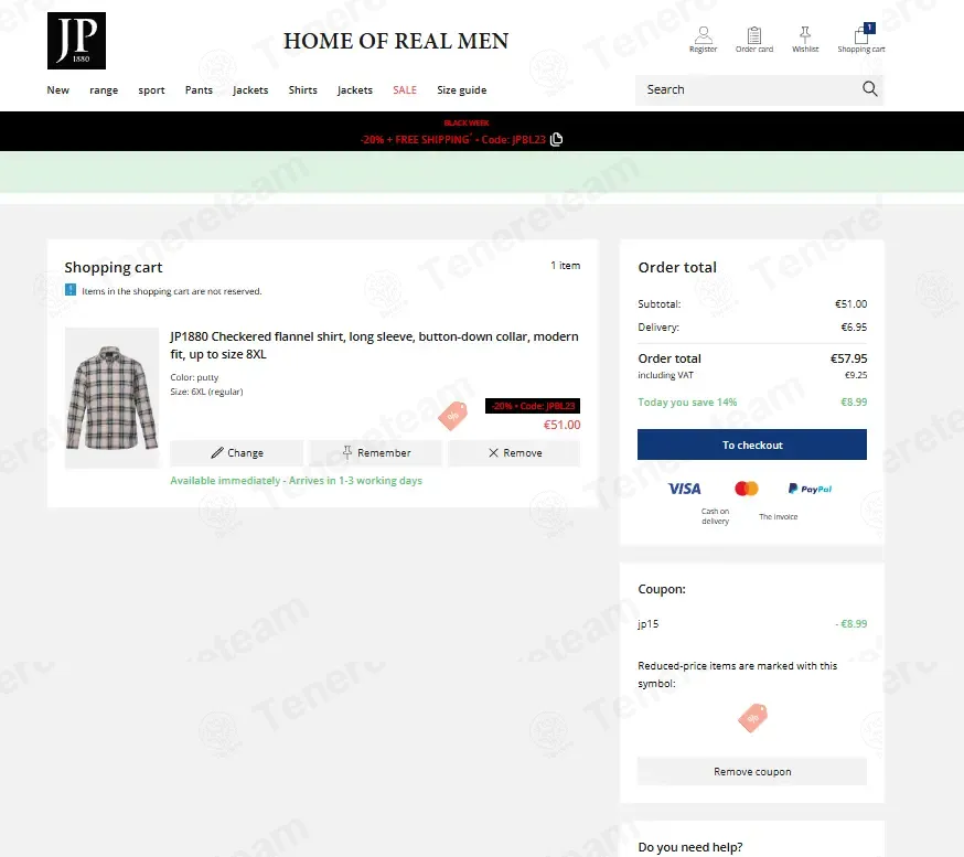 JP 1880 DE coupon code: 14% off with JP15. Tested and valid as 6 months ago.