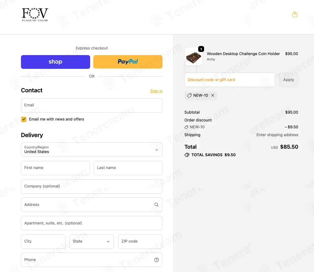 Flags Of Valor coupon code: 10% off with NEW-10. Tested and valid as 9 months ago.