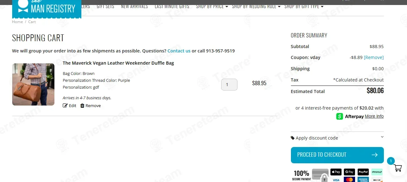 The Man Registry coupon code verified as working at checkout