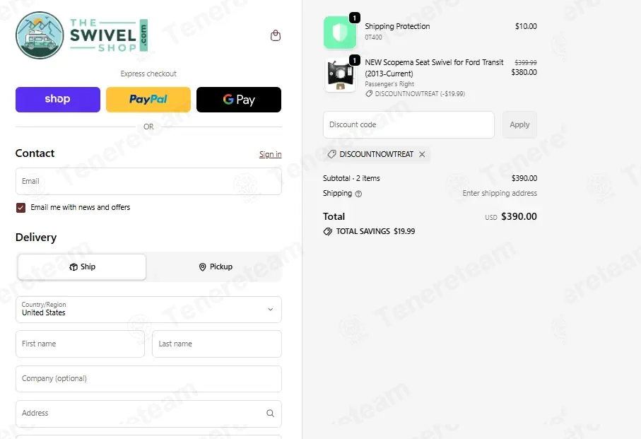 The Swivel Shop coupon code: 5% off with discountnowtreat. Tested and valid as 3 weeks ago.