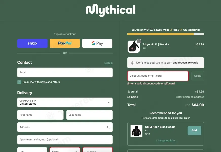 Mythical Store coupon code: 5% off with budget. Tested and valid as 5 months ago.