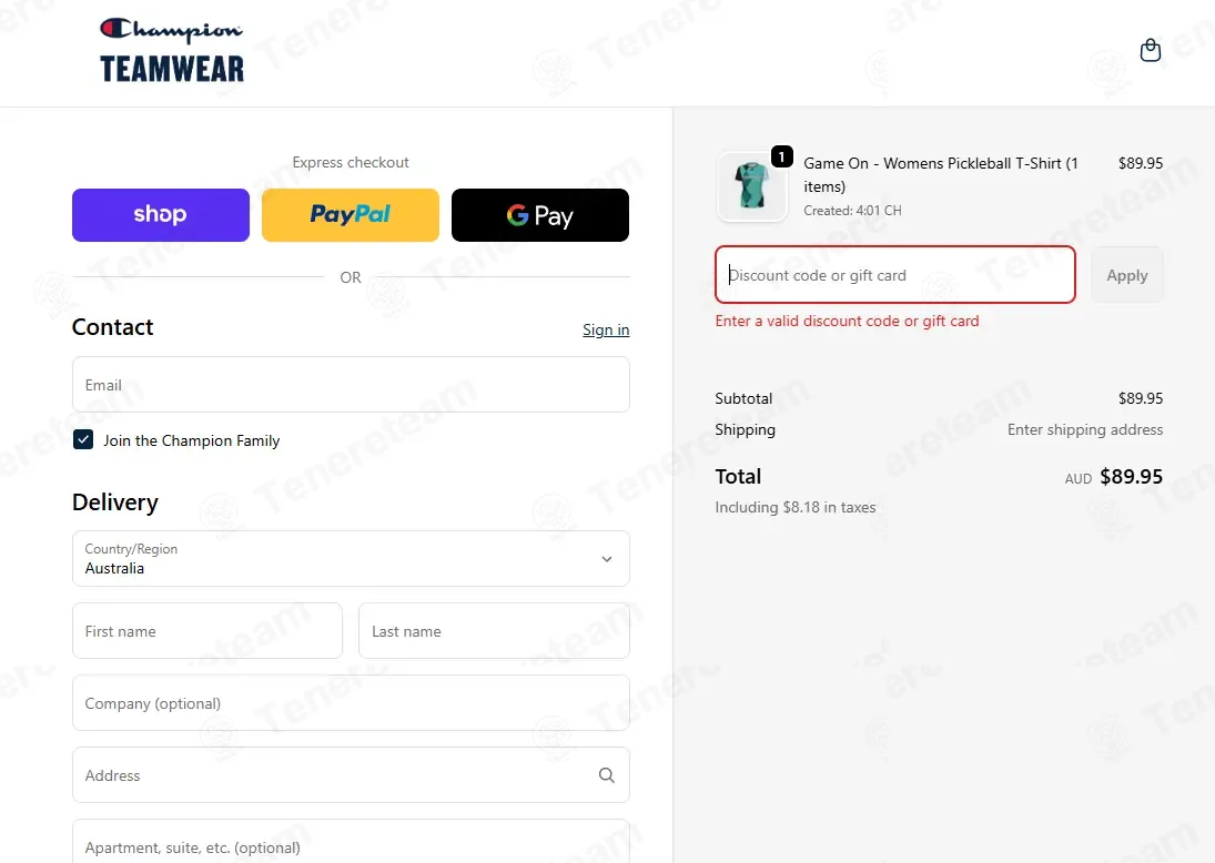 Champion Teamwear AU coupon code: 10% off with CHAMP10. Tested and valid as 1 week ago.