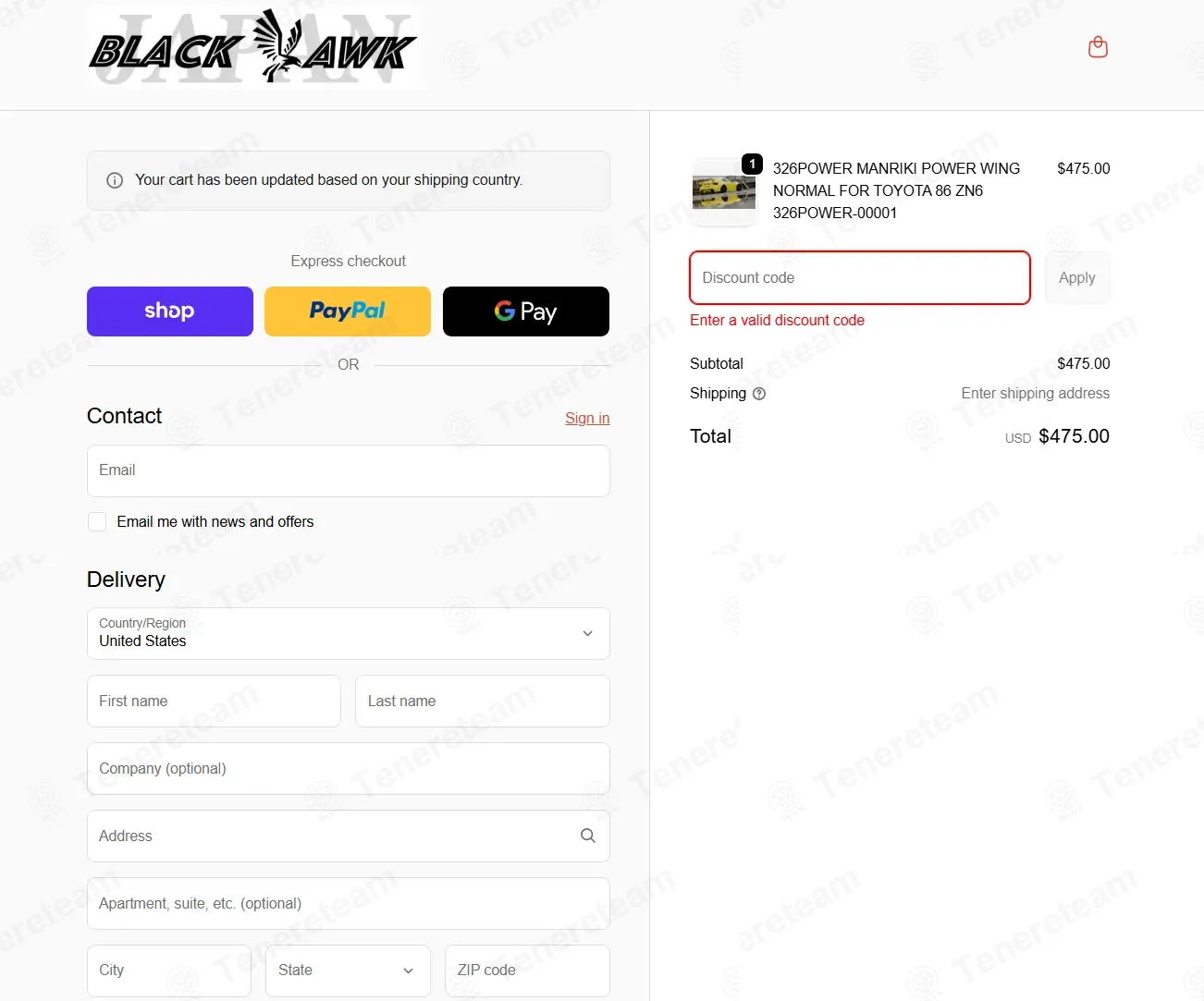 BlackHawkJapan coupon code: 10% off with FK3Q2GTB6ZBQ. Tested and valid as 5 months ago.