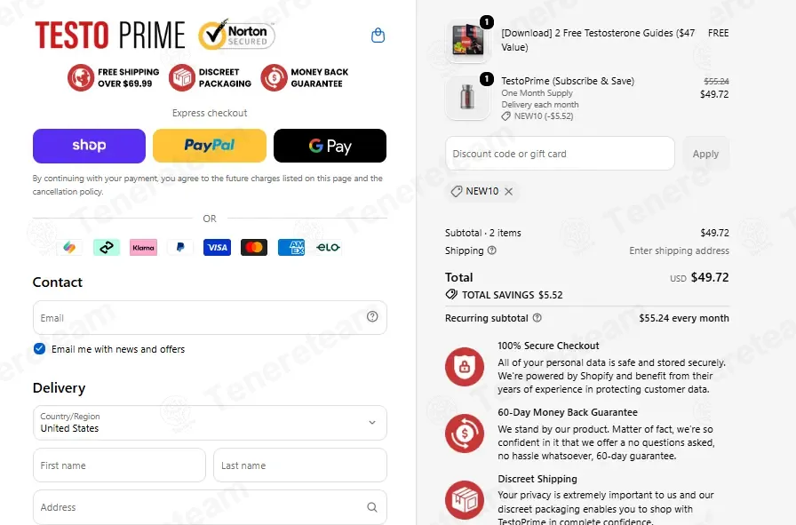 Testoprime coupon code: 10% off with NEW10. Tested and valid as 2 weeks ago.