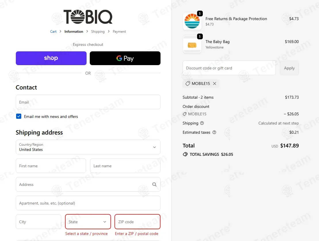 Tobiq Travel apply coupon code