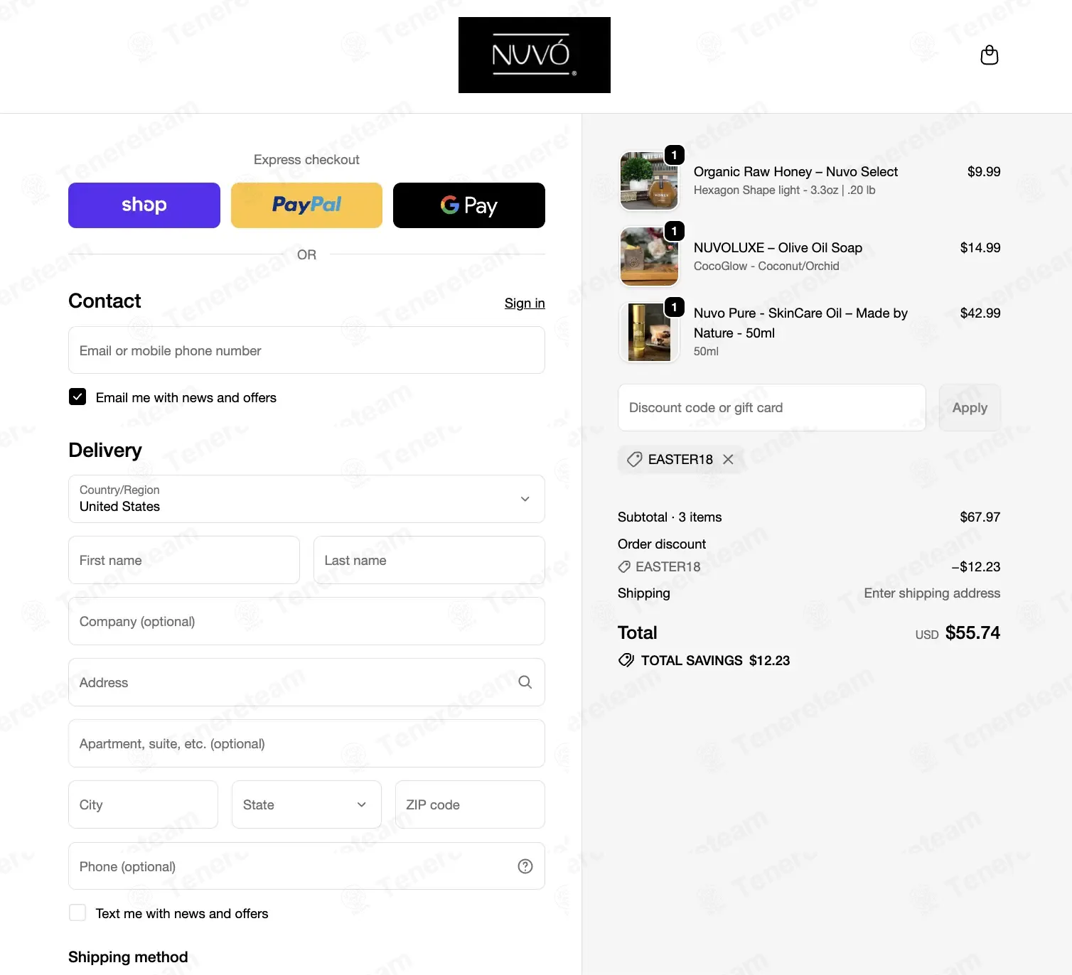 Nuvo Olive Oil coupon code: 18% off with EASTER18. Tested and valid as 1 month ago.