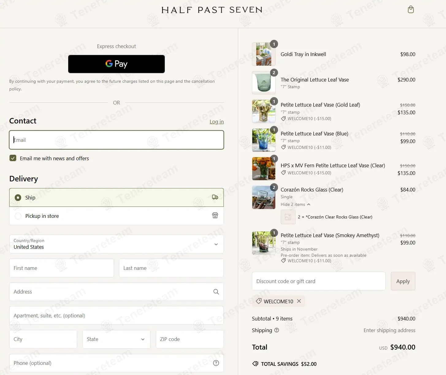 Half Past Seven coupon code: 10% off with WELCOME10. Tested and valid as 1 year ago.