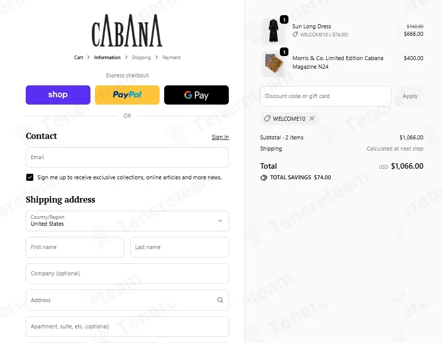 Cabana Magazine coupon code: 10% off with WELCOME10. Tested and valid as 2 months ago.