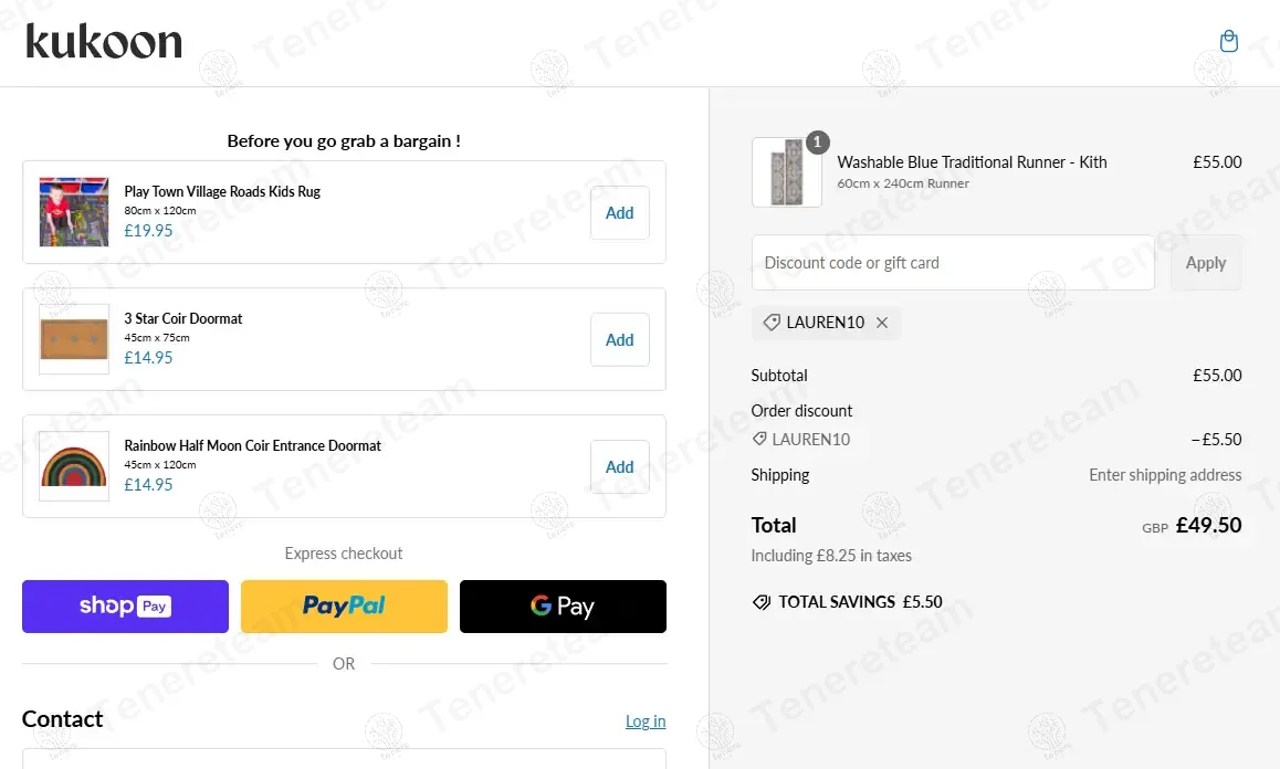 Kukoon Rugs coupon code: 10% off with LAUREN10. Tested and valid as 9 months ago.