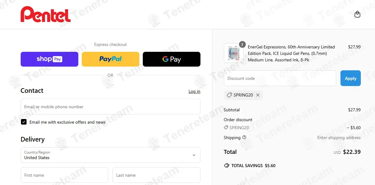 Pentel coupon code: 20% off with SPRING20. Tested and valid as 1 month ago.