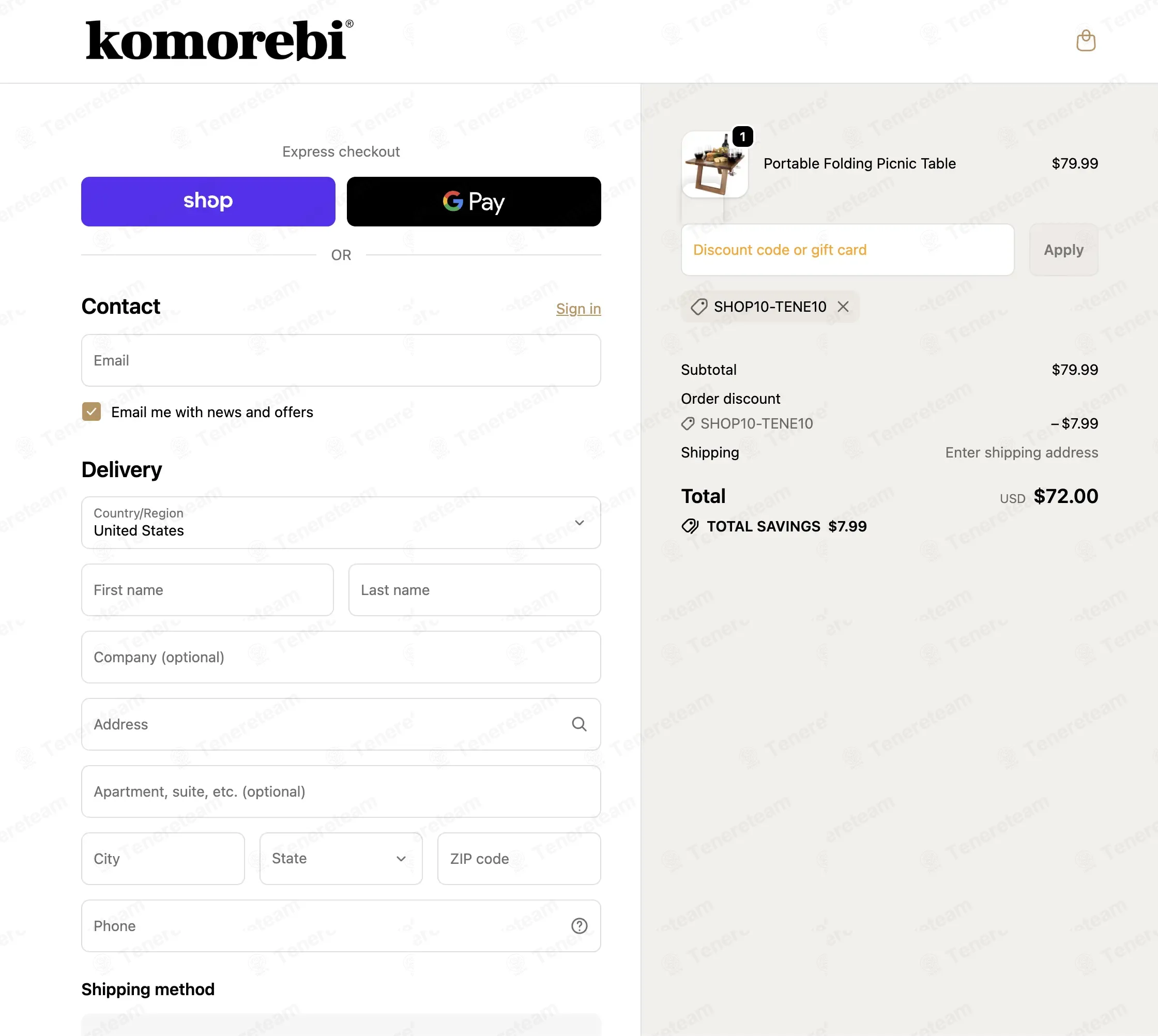 The Komorebi Collection coupon code: 10% off with SHOP10-TENE10. Tested and valid as 1 month ago.