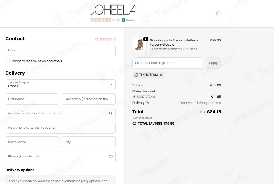 Joheela Shop coupon code: 15% off with TENERETEAM. Tested and valid as 1 month ago.