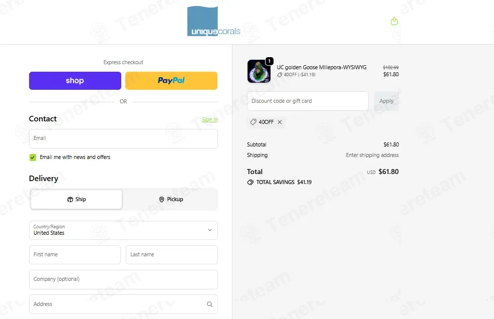 Unique Corals coupon code: 40% off with 40OFF. Tested and valid as 1 month ago.