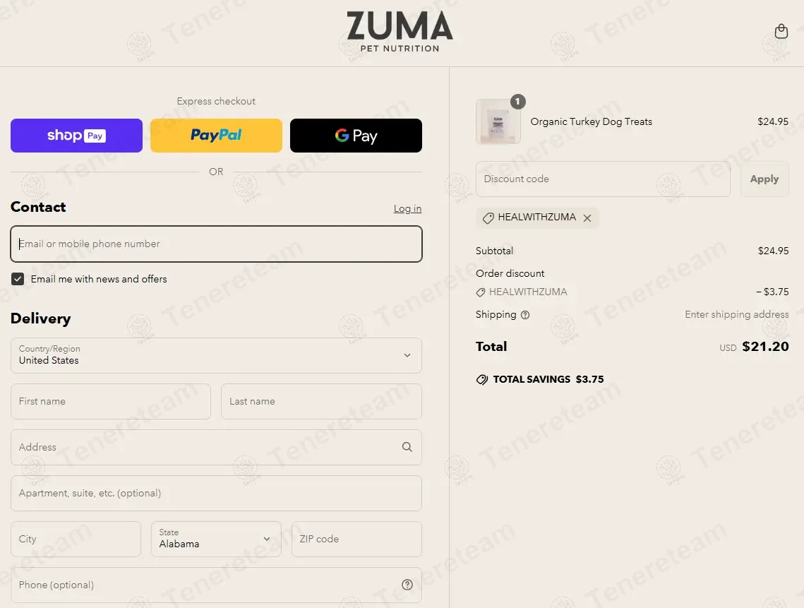 Zuma Pet Nutrition coupon code: 15% off with HEALWITHZUMA. Tested and valid as 1 year ago.