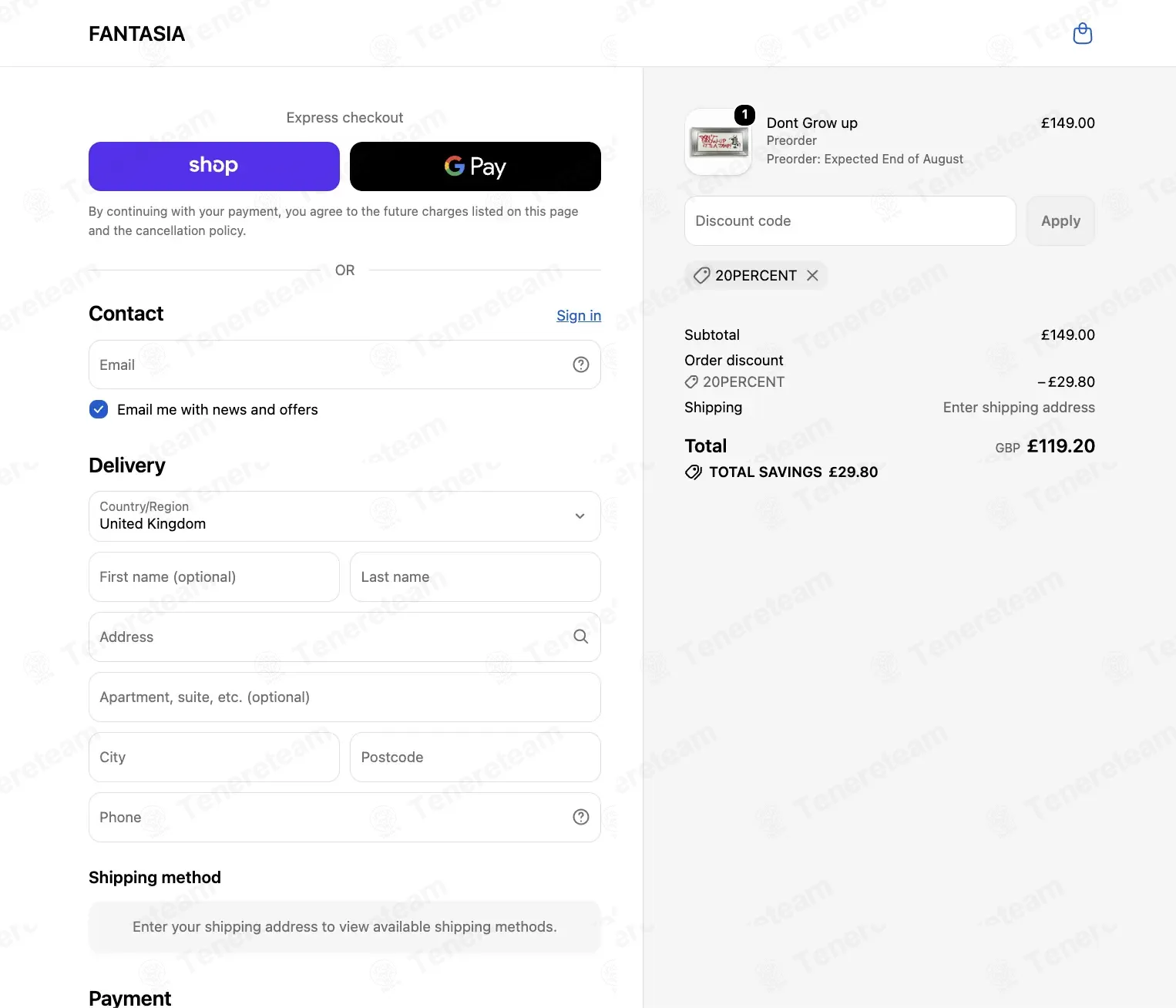 Fantasia Collective UK apply coupon code