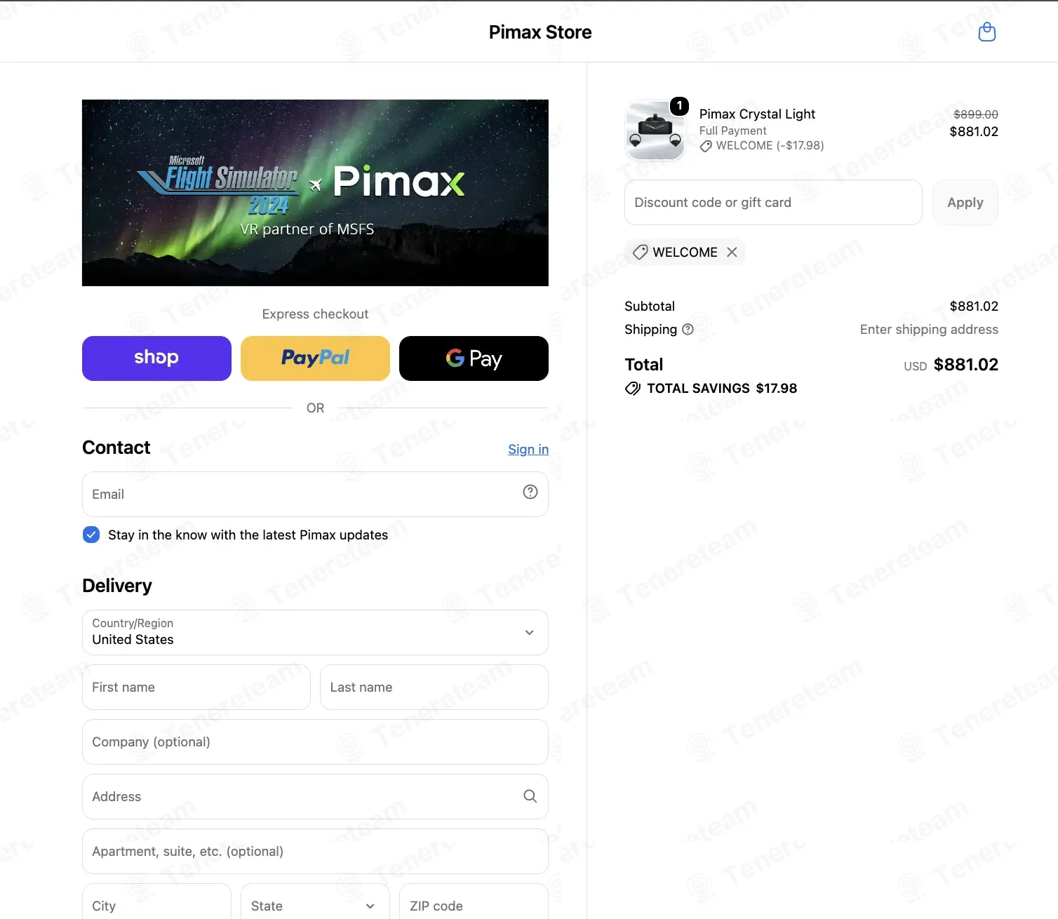 Pimax coupon code: 3% off with WELCOME. Tested and valid as 3 minutes ago.