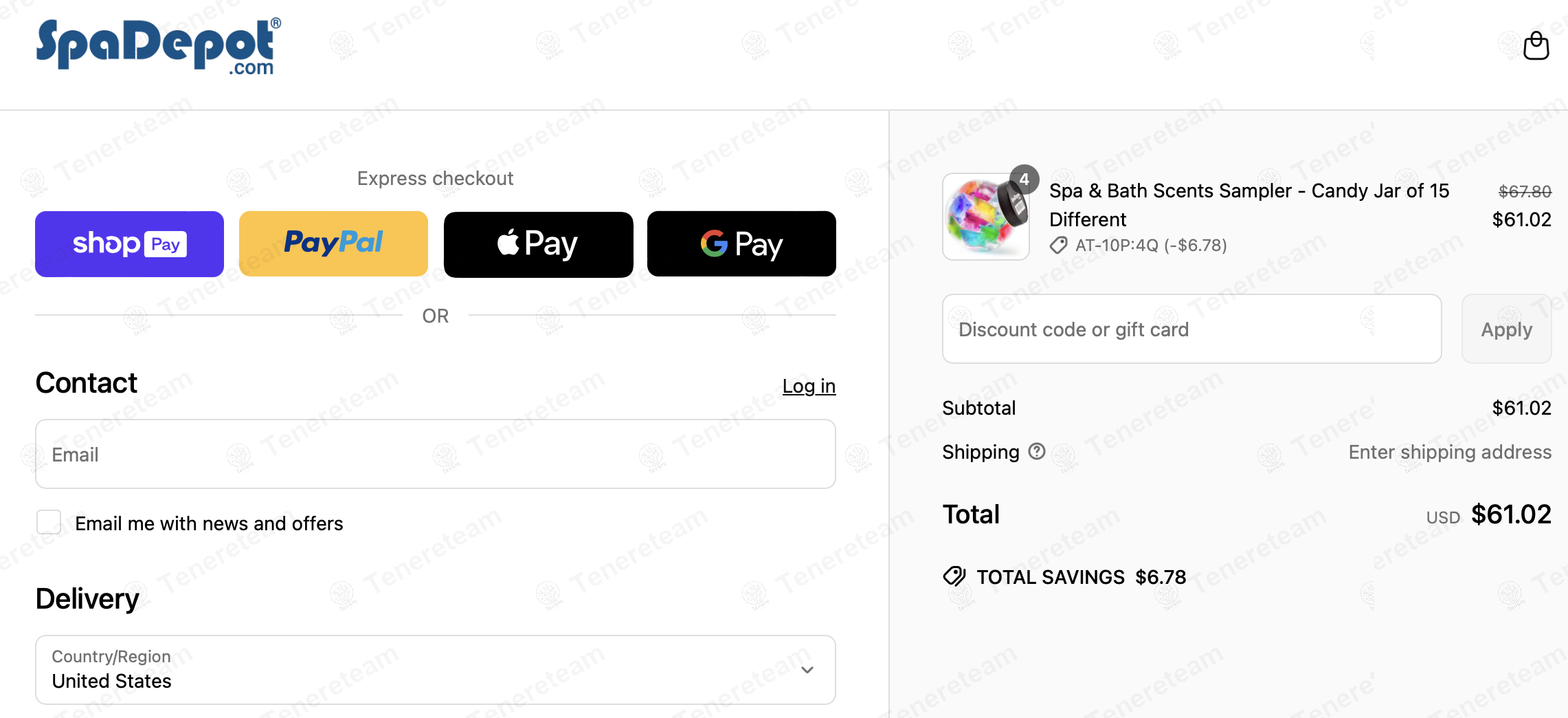 Spa Depot apply coupon code