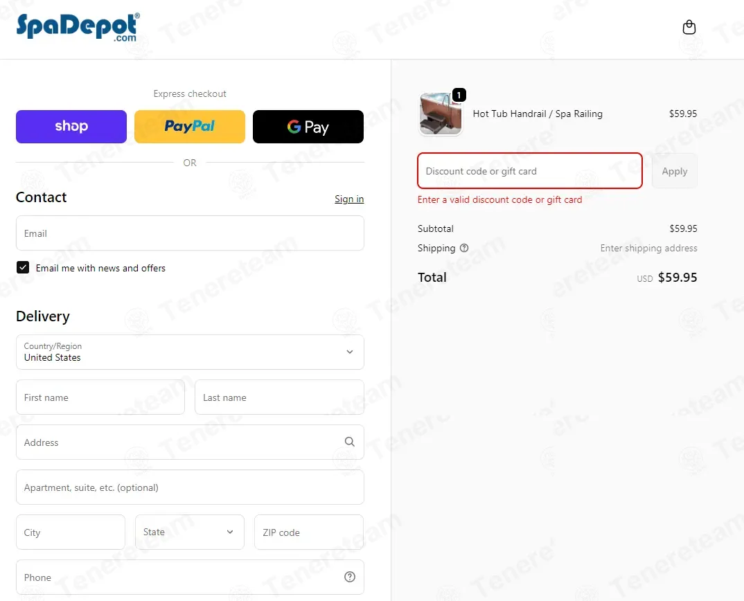 Spa Depot coupon code: 10% off with AT-10P:4Q. Tested and valid as 7 months ago.