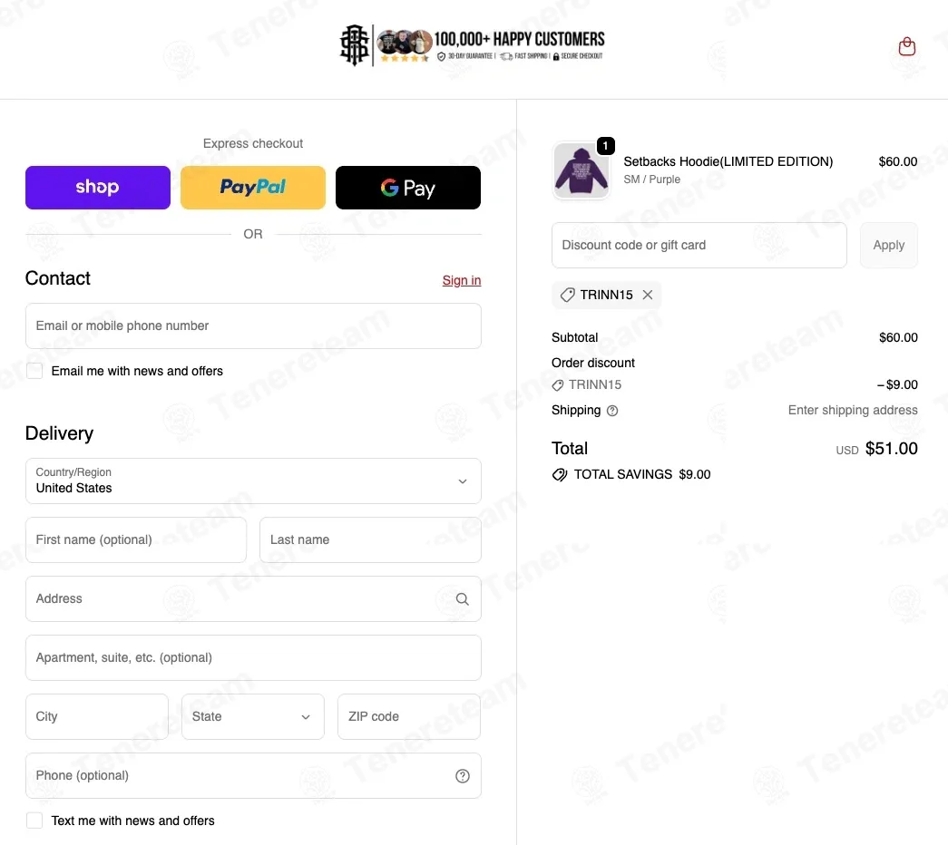 Raise The Standard coupon code: 15% off with TRINN15. Tested and valid as 7 months ago.