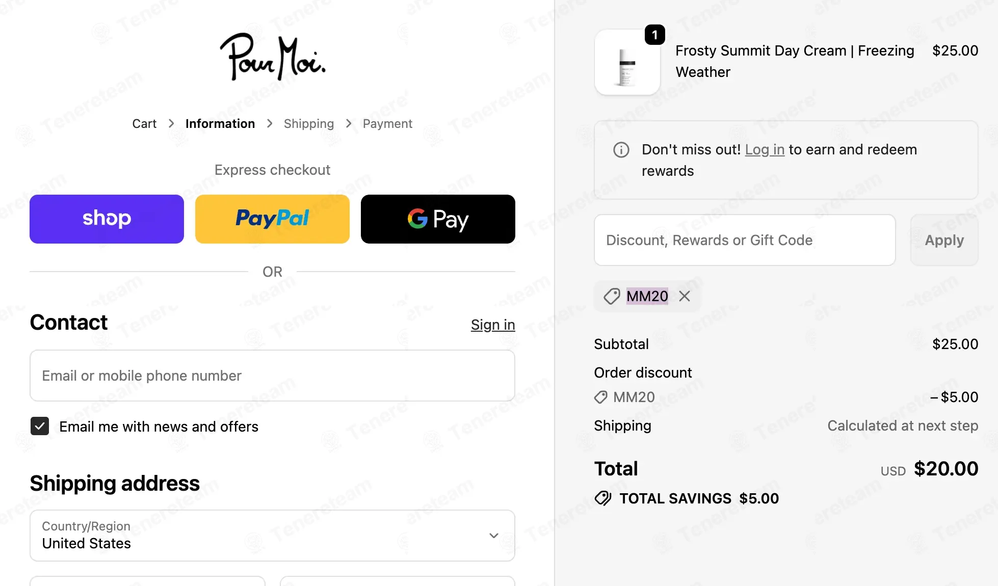 Pour Moi Skincare coupon code: 20% off with MM20. Tested and valid as 1 month ago.