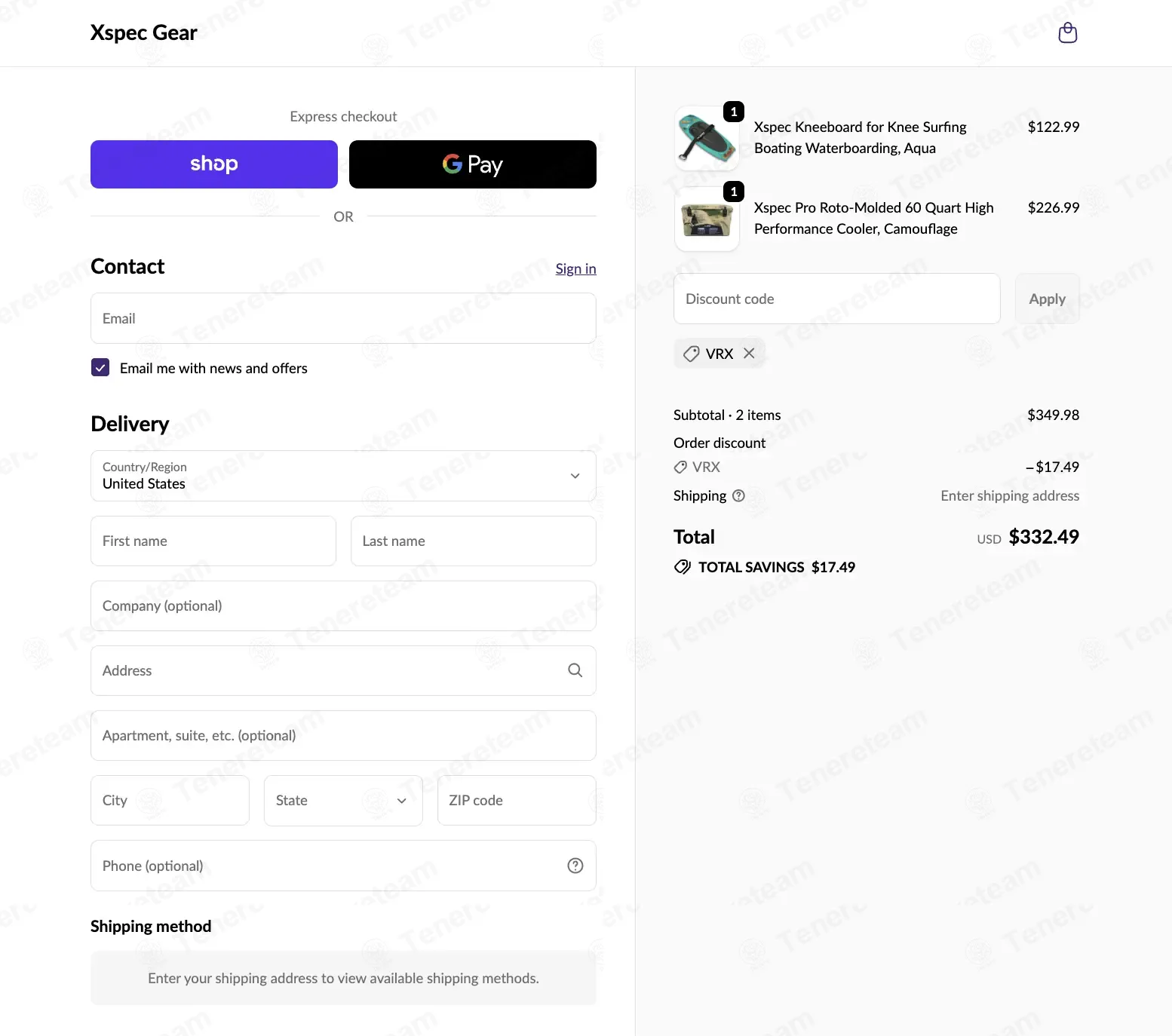 Xspec Gear coupon code: 5% off with VRX. Tested and valid as 1 week ago.