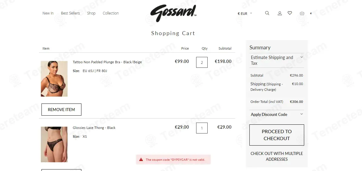 Gossard.com coupon code re-checked and confirmed working at checkout
