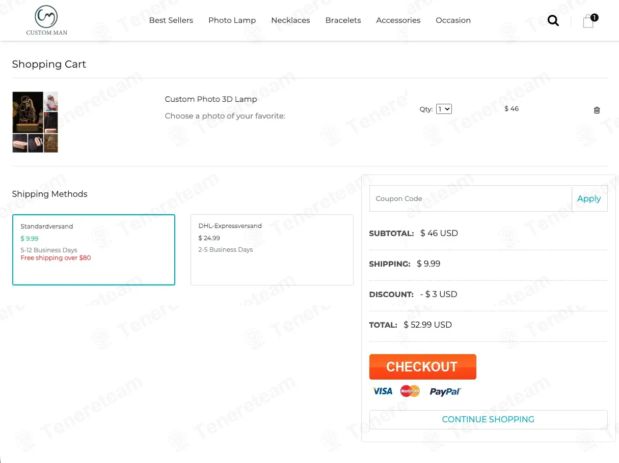 Customman coupon code: $3 off with GIFT3. Tested and valid as 8 months ago.