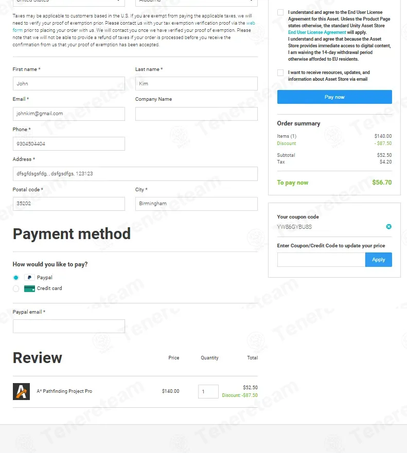 Unity Asset Store coupon code: 25% off with YW86GYBU8S. Tested and valid as 6 months ago.