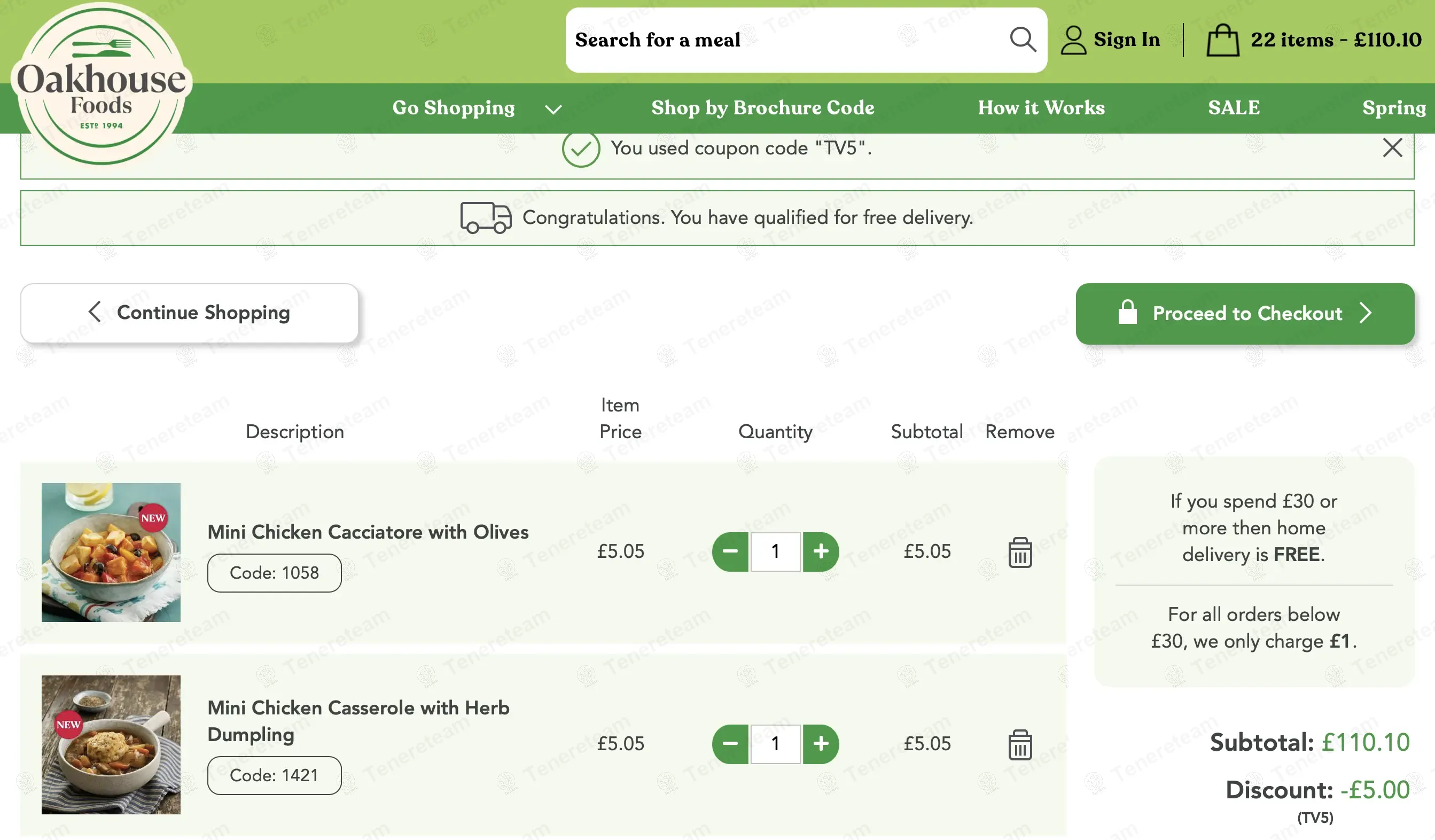 Oakhouse Foods coupon code: £5 off with TV5. Tested and valid as 1 year ago.