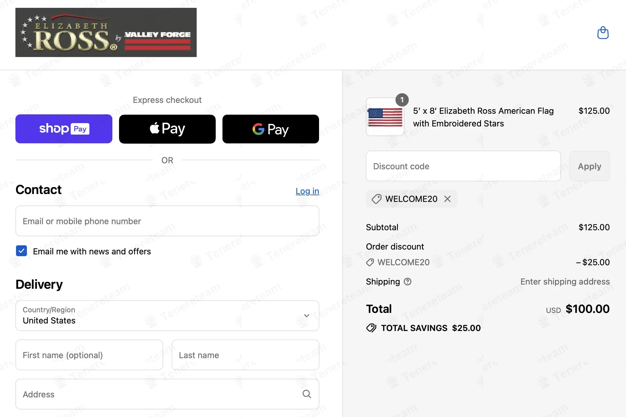 Elizabeth Ross Flags coupon code: 20% off with WELCOME20. Tested and valid as 10 months ago.