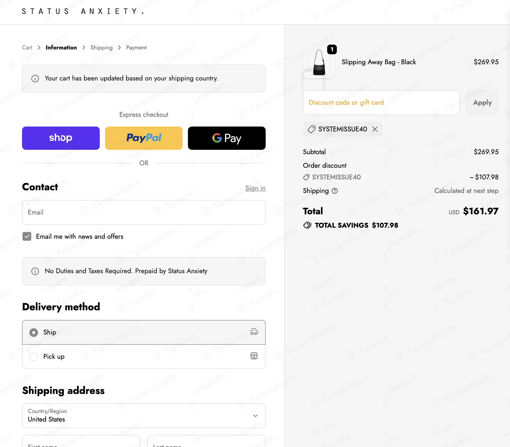 Status Anxiety coupon code: 40% off with SYSTEMISSUE40. Tested and valid as 6 months ago.