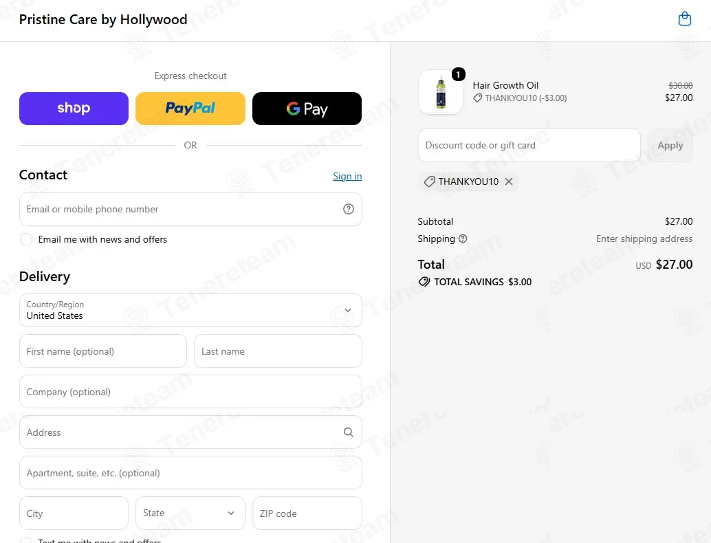 Pristine Care by Hollywood coupon code: 10% off with THANKYOU10. Tested and valid as 1 month ago.