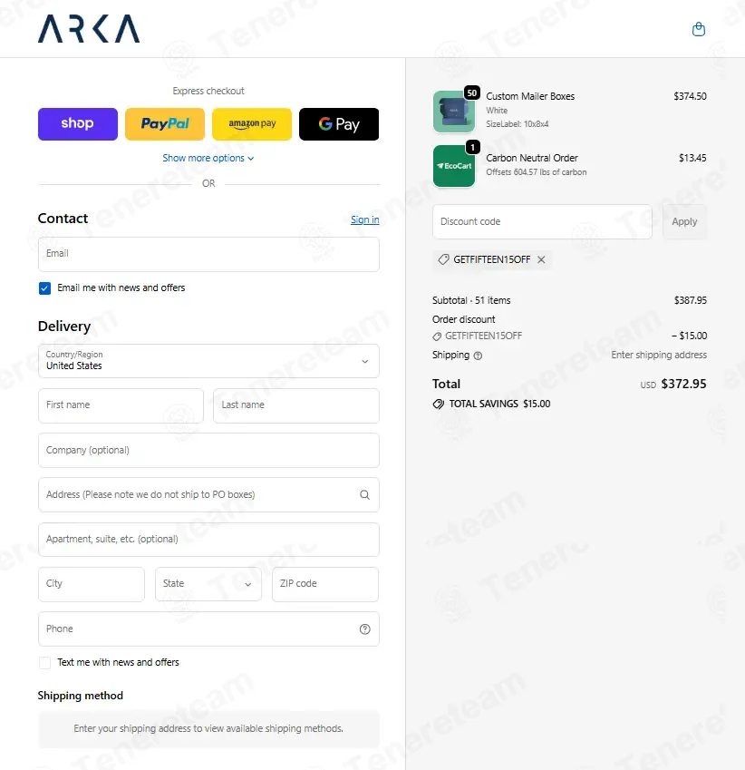 Arka apply coupon code
