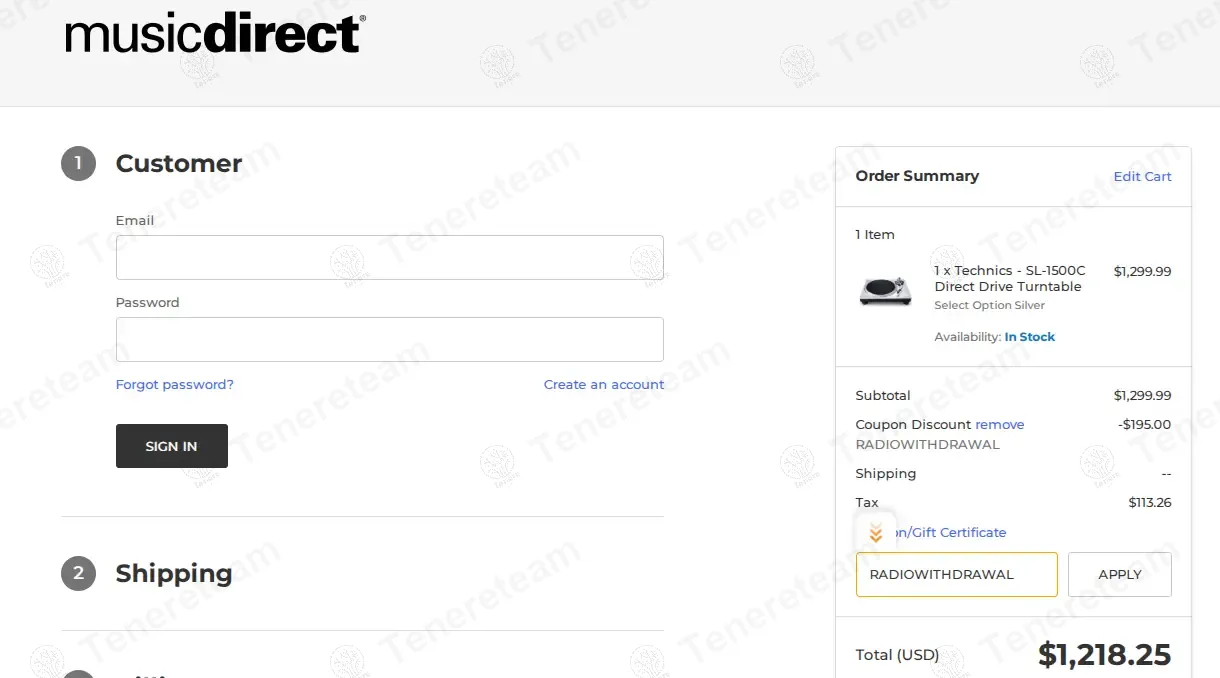 Music Direct coupon code: 15% off with RADIOWITHDRAWAL. Tested and valid as 1 year ago.