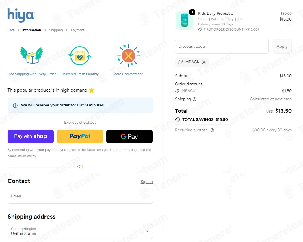 Hiya Health coupon code: 10% off with IMBACK. Tested and valid as 4 weeks ago.