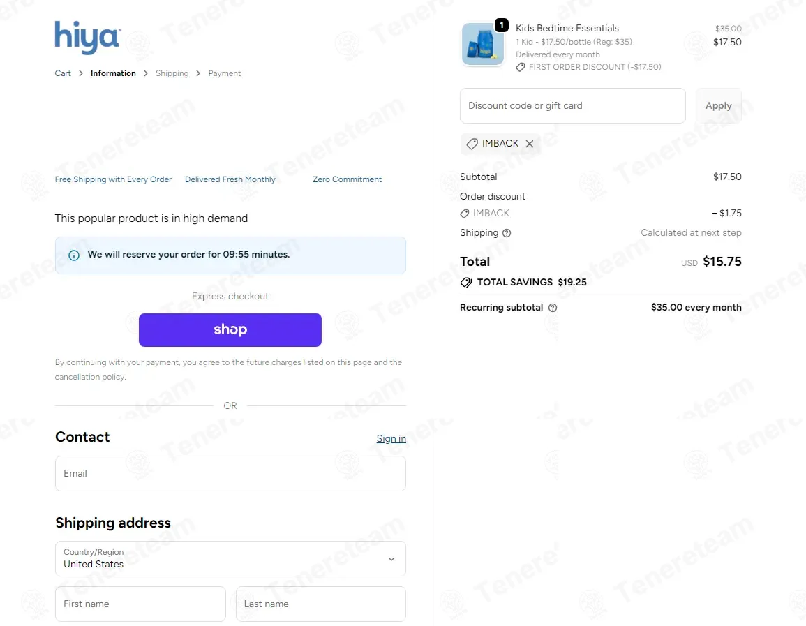 Hiya Health coupon code: 10% off with IMBACK. Tested and valid as 4 weeks ago.