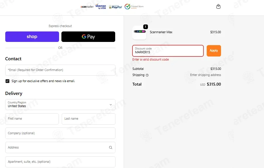 Scanmarker coupon code: 15% off with MARKER15. Tested and valid as 4 months ago.