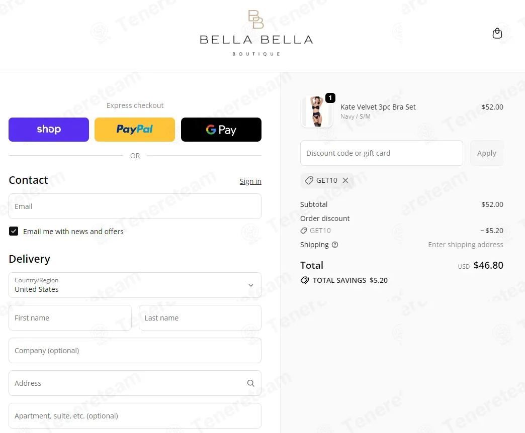 Bella Bella Boutique coupon code: 10% off with GET10. Tested and valid as 1 week ago.