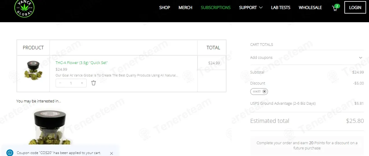 Vance Global coupon code: 20% off with COS20. Tested and valid as 1 month ago.